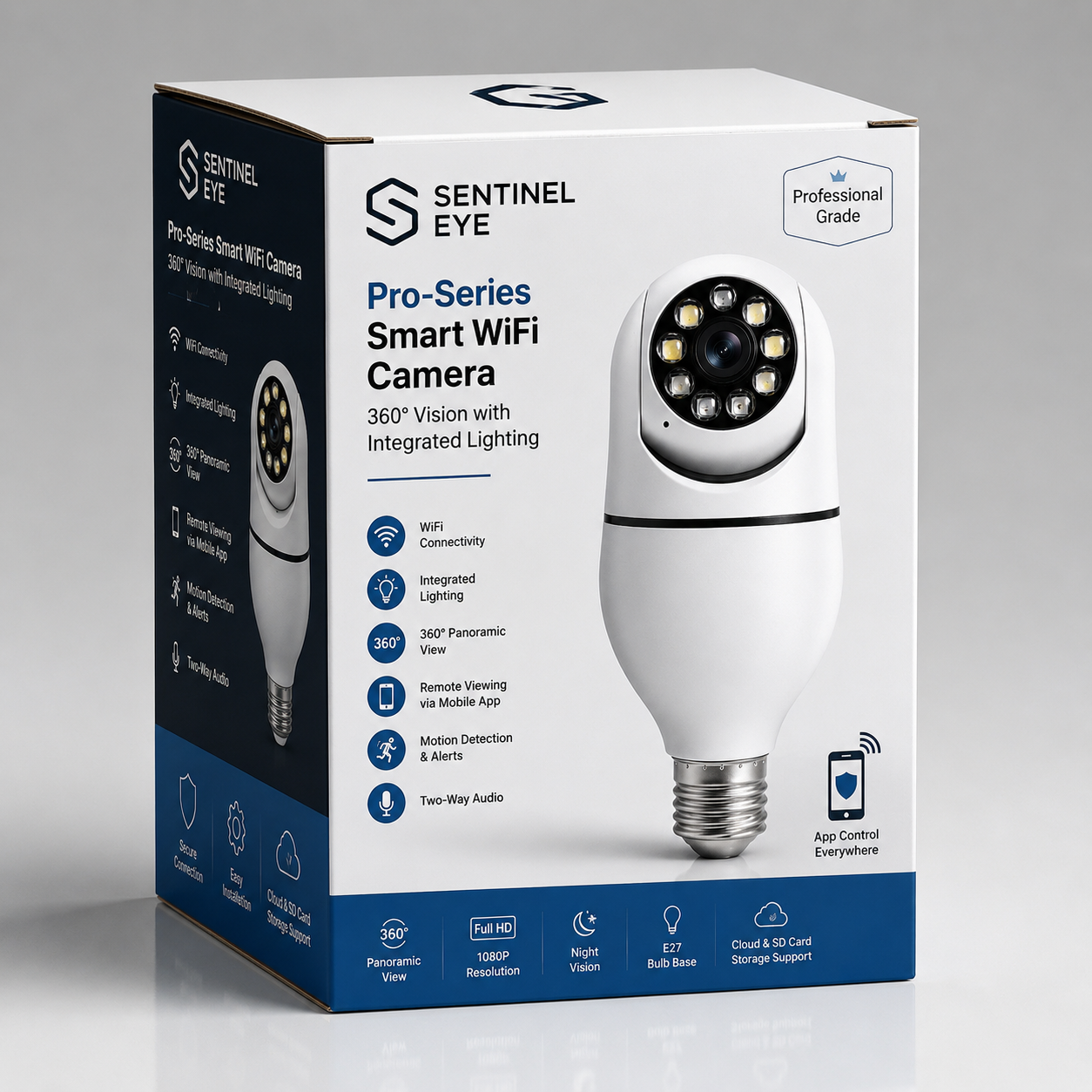 Caméra Ampoule WiFi Sans Fil 360° Full HD