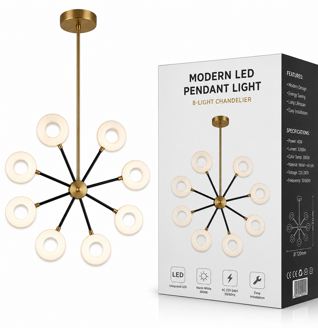 Lustre LED Moderne 8 Anneaux